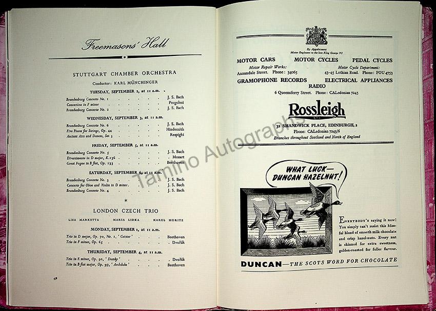 International Festival of Music and Drama Program - Edinburgh 1952 - Tamino