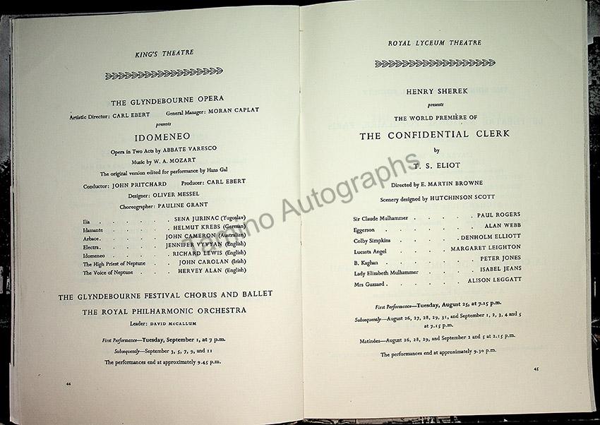 International Festival of Music and Drama Program - Edinburgh 1953 - Tamino