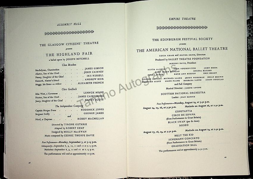 International Festival of Music and Drama Program - Edinburgh 1953 - Tamino