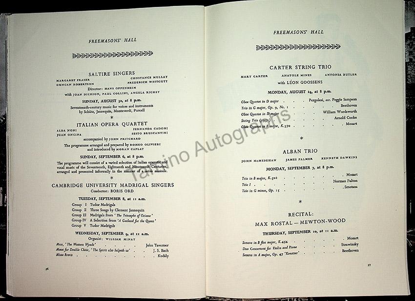 International Festival of Music and Drama Program - Edinburgh 1953 - Tamino