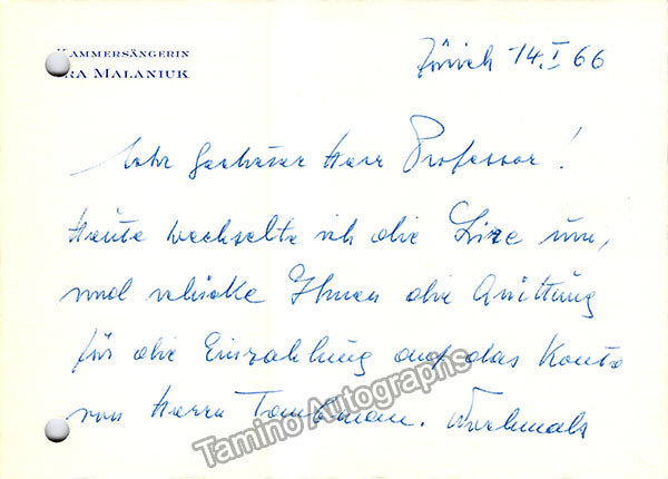 Opera Singers 1950s and 60s - Lot of Autograph Letters Signed + Typed ...