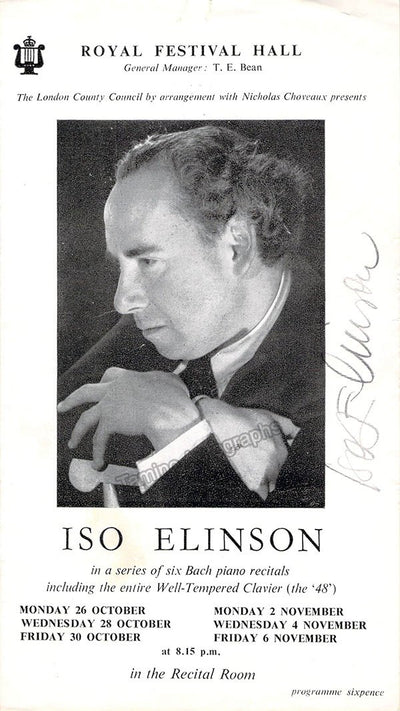 Elinson, Iso - Signed Program London 1940's