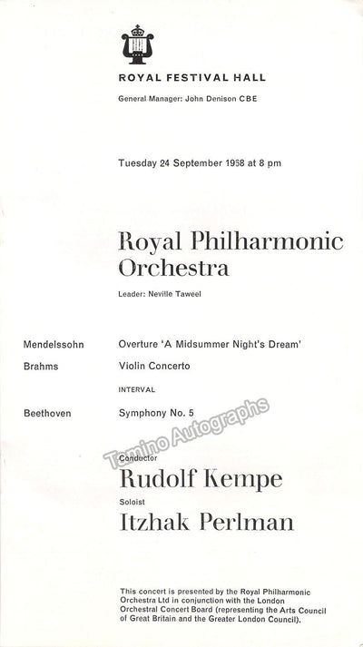 Perlman, Itzhak - Kempe, Rudolf - Program Royal Festival Hall 1968