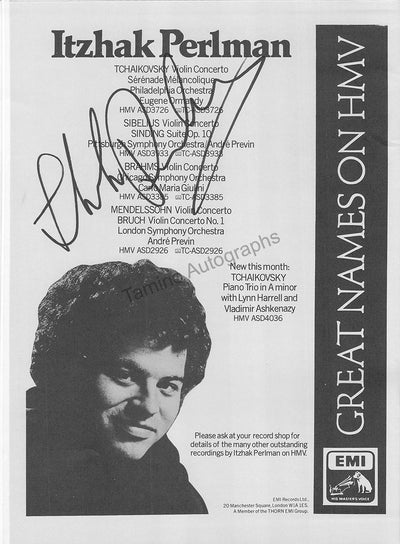 Perlman, Itzhak - Signed Program London  1981