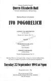 Pogorelich, Ivo - Signed Program London 1981