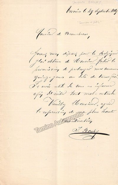Bouhy, Jacques - Autograph Letter Signed