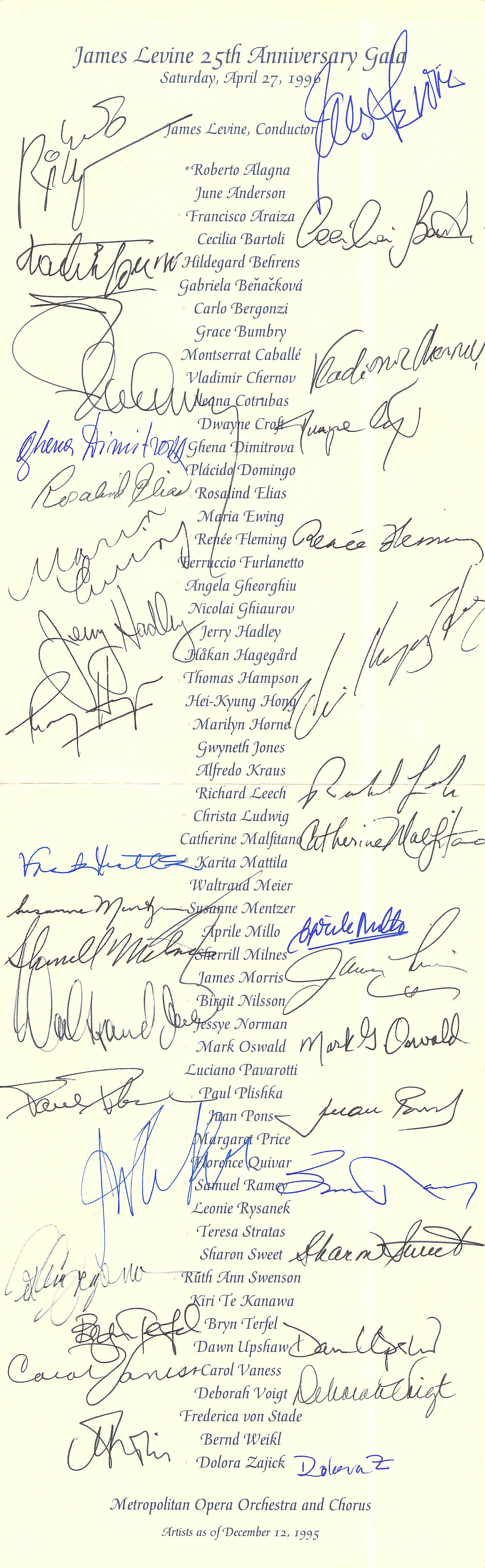 Levine, James - Signed Program Metropolitan Opera 25th Gala, 1996