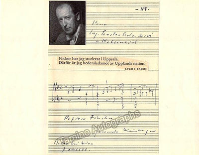 Weinberger, Jaromir - Autograph Music Quote Signed 1931