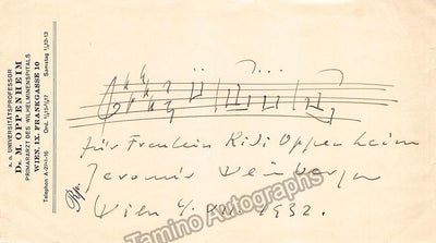 Weinberger, Jaromir - Autograph Music Quote 1932