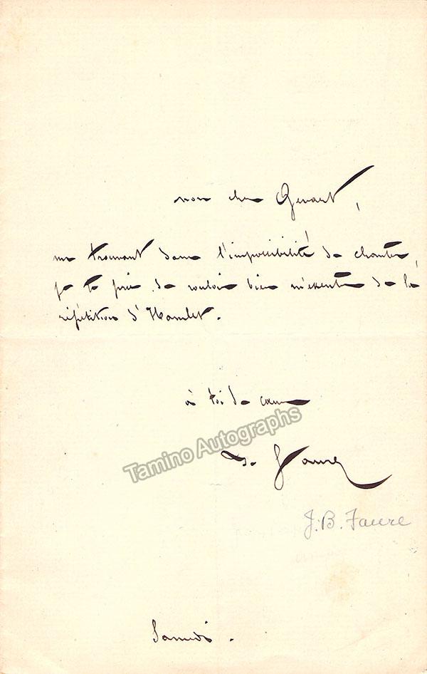 Faure, Jean-Baptiste - 2 Autograph Notes Signed - Tamino