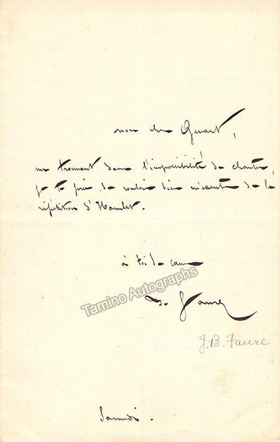 Faure, Jean-Baptiste - 2 Autograph Notes Signed