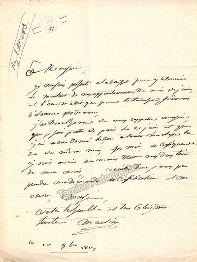 Martin, Jean-Blaise - Autograph Letter Signed 1817