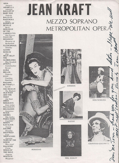 Kraft, Jean - Signed Publicity Brochure
