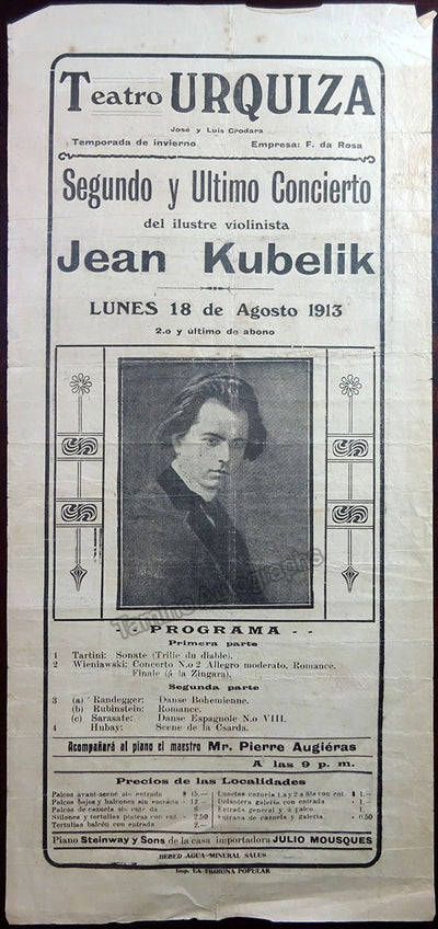 Kubelik, Jean - Set of 2 Unsigned Playbills Montevideo 1913