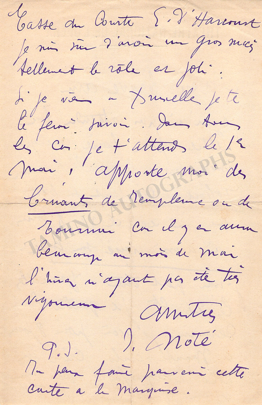 Jean Note Jean Note Autograph Set of 3 Letters Signed – Tamino