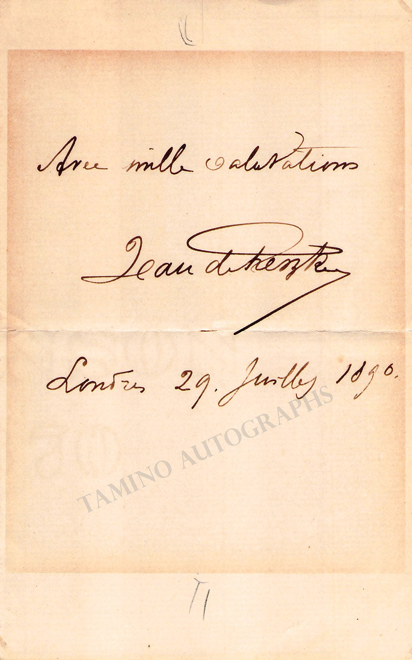 De Rezke, Jean - Signed Album Page 1890 + Photograph