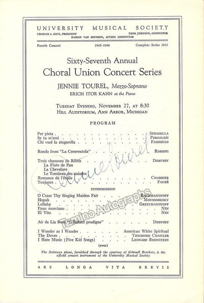 Tourel, Jennie - Signed Program 1945