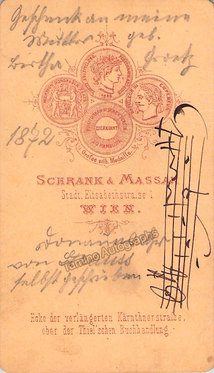 Strauss, Johann Jr. - Signed CDV Photo with "Blue Danube" Music Quote - Tamino