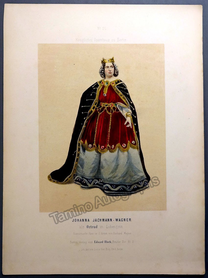 Jachmann-Wagner, Johanna - Vintage Print as Ortrud in Lohengrin, in Berlin 1859