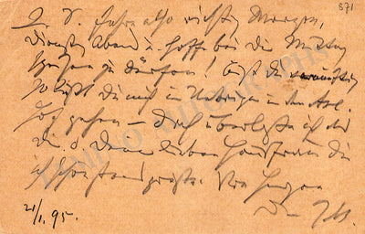 Brahms, Johannes - Autograph Note Signed 1895