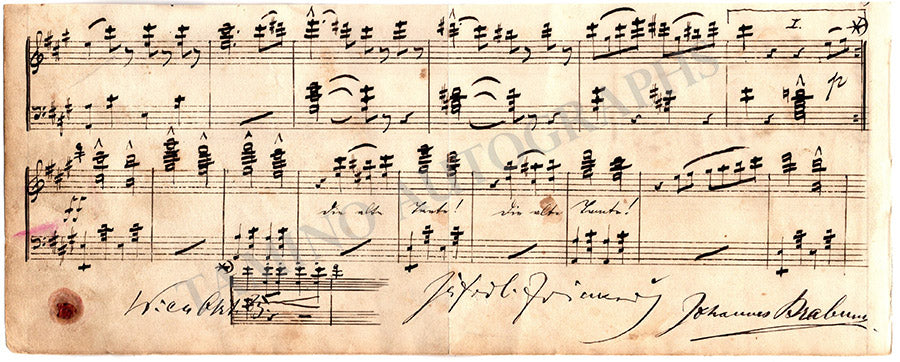 Brahms, Johannes - Music Quote Signed