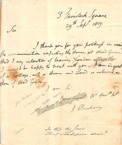 Braham, John - Autograph Letter Signed 1819