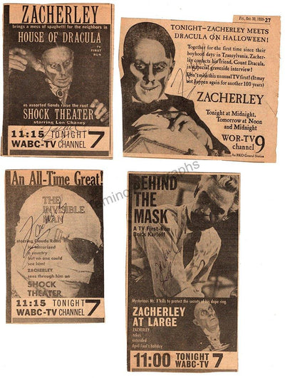 Zacherle, John - Set of 4 Signed Newspaper Clips