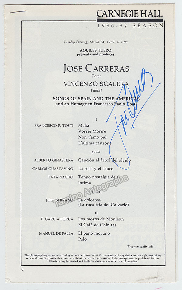 Carreras, Jose - Lot of Signed Programs