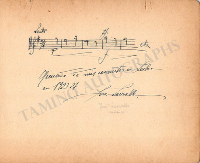 Lasalle, Jose - Autograph Music Quote Signed 1923