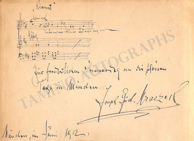 Mraczek, Joseph Gustav - Autograph Music Quote Signed