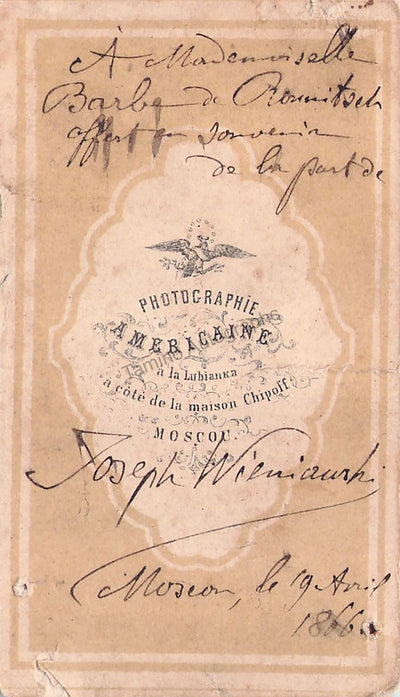 Wieniawski, Jozef - Signed Carte-de-Visite 1866
