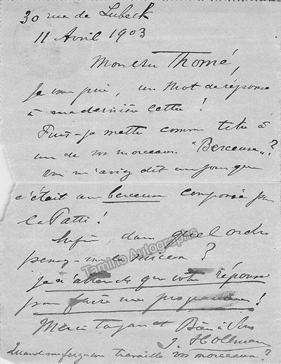 Hollman, Joseph - Two Autograph Notes Signed 1902/1903