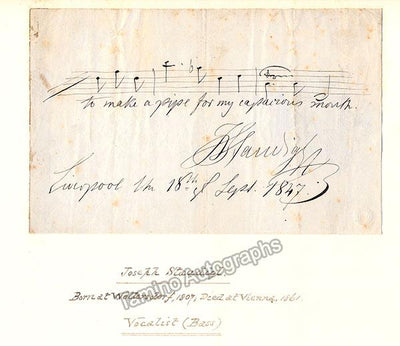 Staudigl, Joseph - Autograph Musical Quote Signed 1847