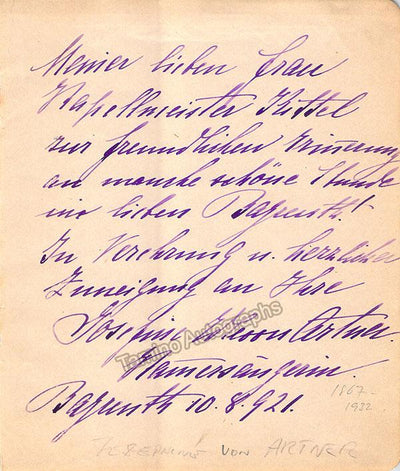 Von Artner, Josephine - Signed Album Page 1921