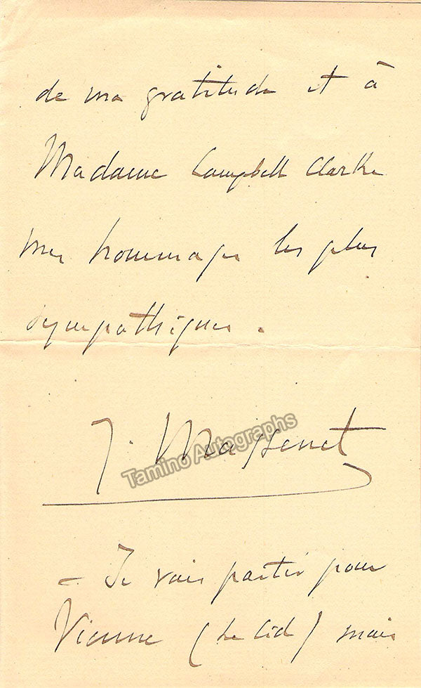 Massenet, Jules - Autograph Letter Signed 1887