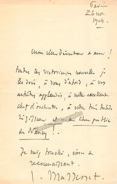 Massenet, Jules - Autograph Note Signed and Photo