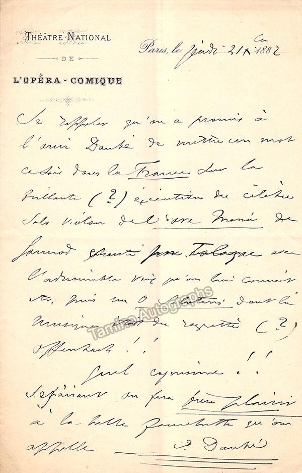 Danbe, Jules - Autograph Letters Signed 1882 - Tamino