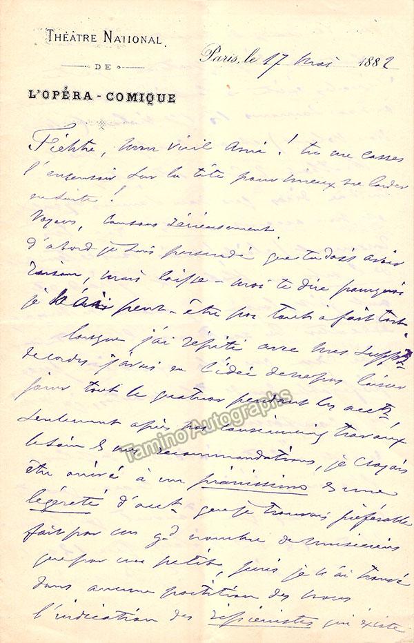 Danbe, Jules - Autograph Letters Signed 1882