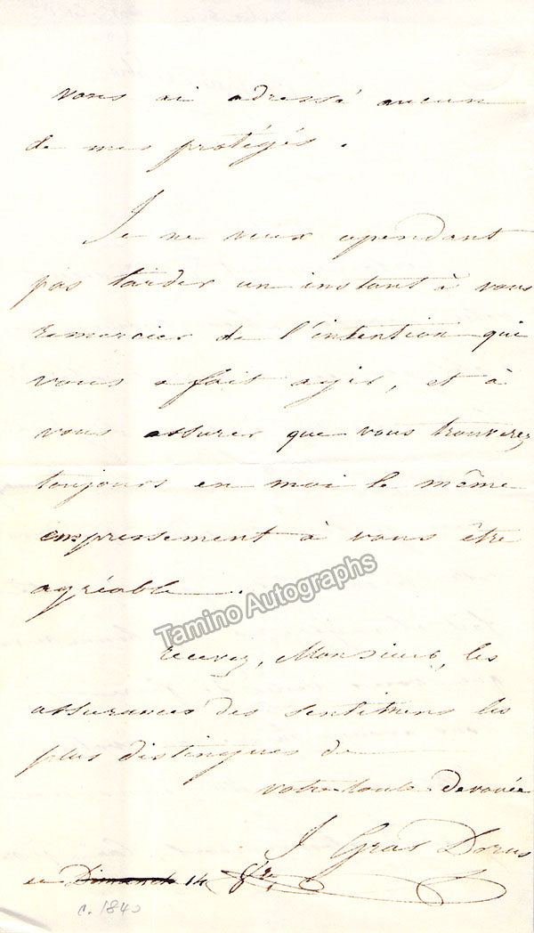 DorusGras, Julie Autograph Letter Signed Tamino