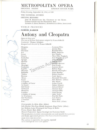 Diaz, Justino - Signed Program New Metropolitan Inauguration 1966