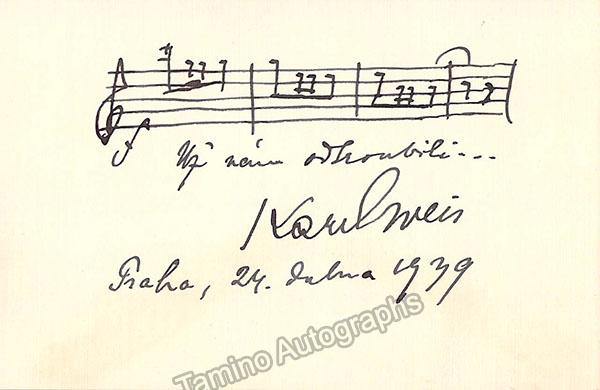 Weis, Karel - Autograph Music Quote 1939 - Tamino
