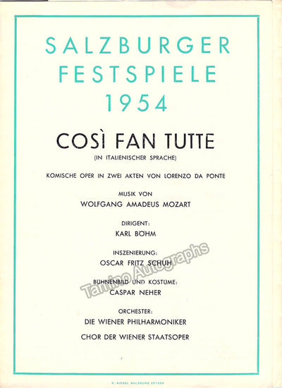 Bohm, Karl - Set of 4 Opera Programs 1935-1954