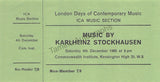 Stockhausen, Karlheinz - Signed Program London 1965