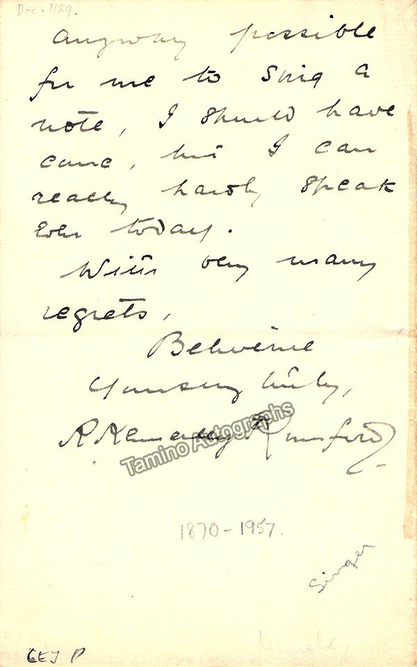 Rumford, Kennerly - Autograph Letter Signed
