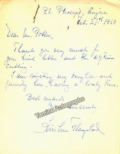 Flagstad, Kirsten - Autograph Note Signed 1958