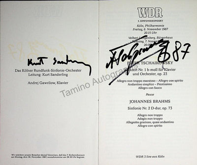 Gavrilov, Andrei - Sanderling, Kurt - Signed Program Cologne 1987