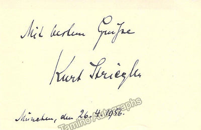 Striegler, Kurt - Signed Personal Card 1956