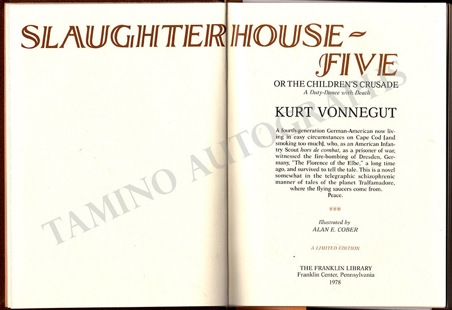 Vonnegut, Kurt - Signed Book "Slaughterhouse-Five"
