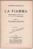 La Fiamma - World Premiere Program-Libretto 1933