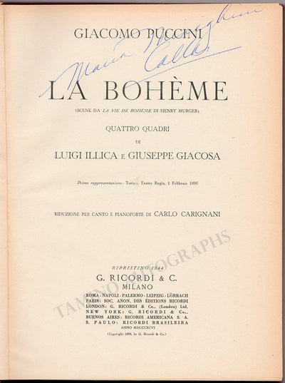 La Boheme Signed Score